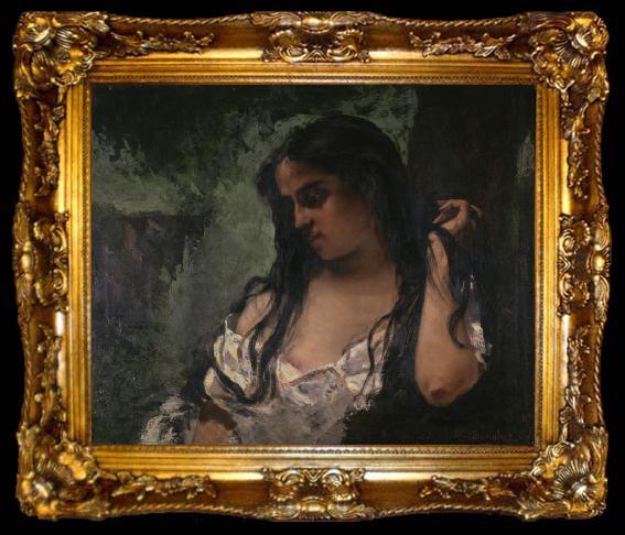 framed  Gustave Courbet Gypsy in Reflection, ta009-2